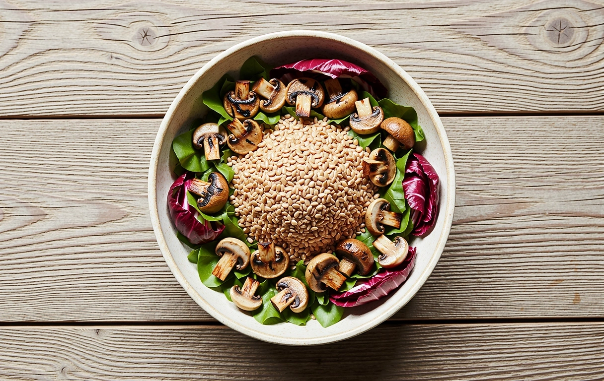 Dinkelsalat mit Bergpilzen